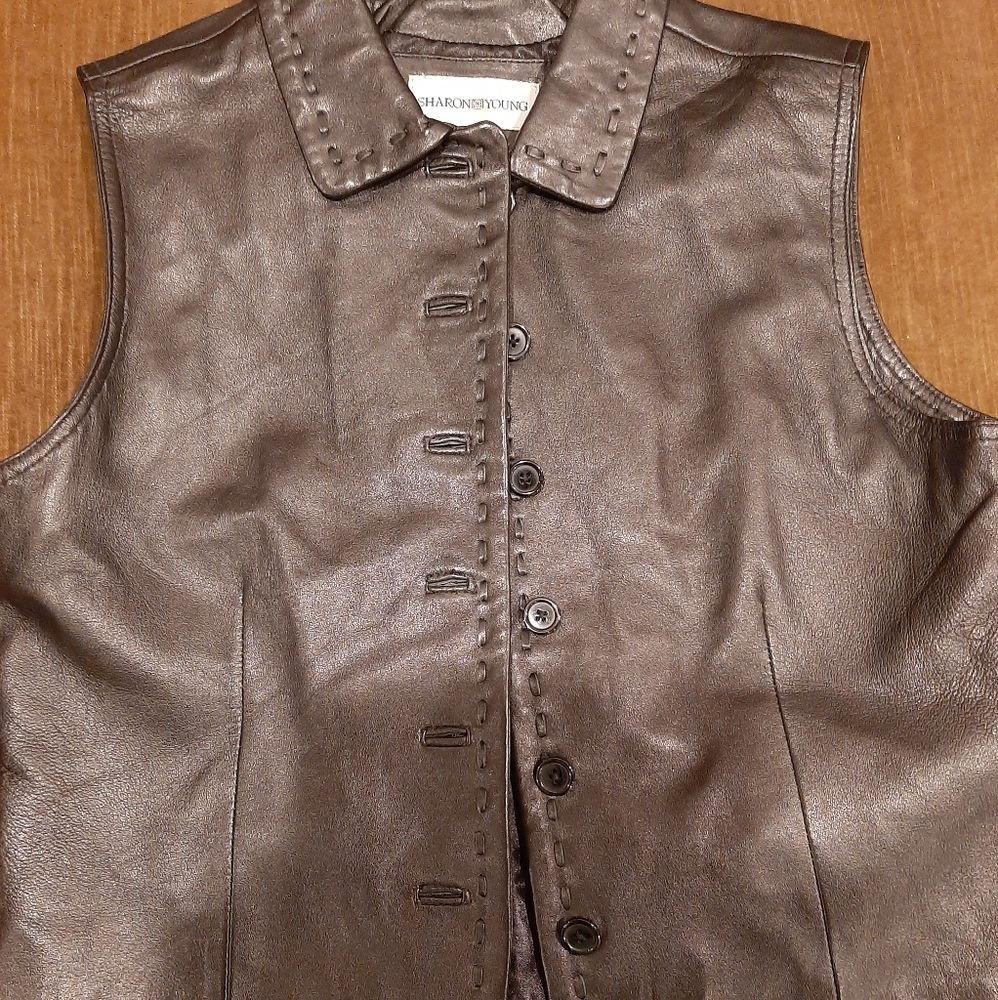 Sharon Young Sportswear Button Buckle Soft Leather